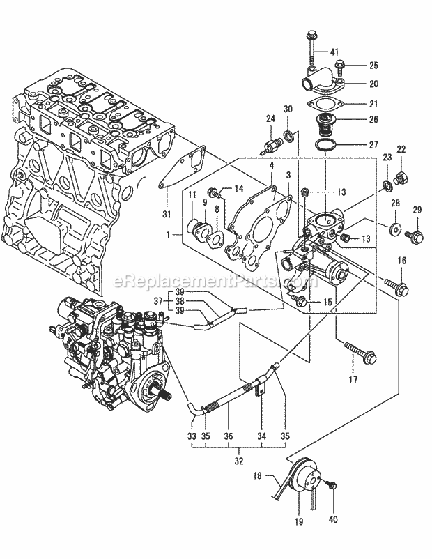 Yanmar 3tnv82a-Bdcb Cooling Water System Diagram and Parts List for S6032-D 53AY8DU6050 Cub Cadet Sprayer